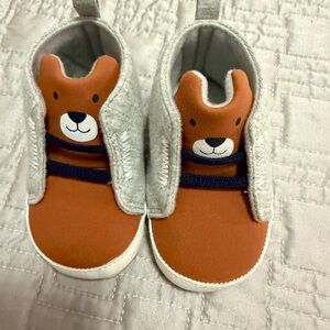 Cute Bear Design Baby Shoes - Orange and Gray
